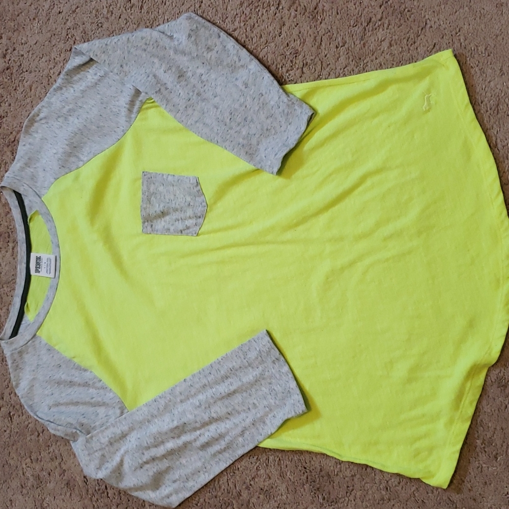 Vic sec Pink 3/4 sleeve baseball tee szL